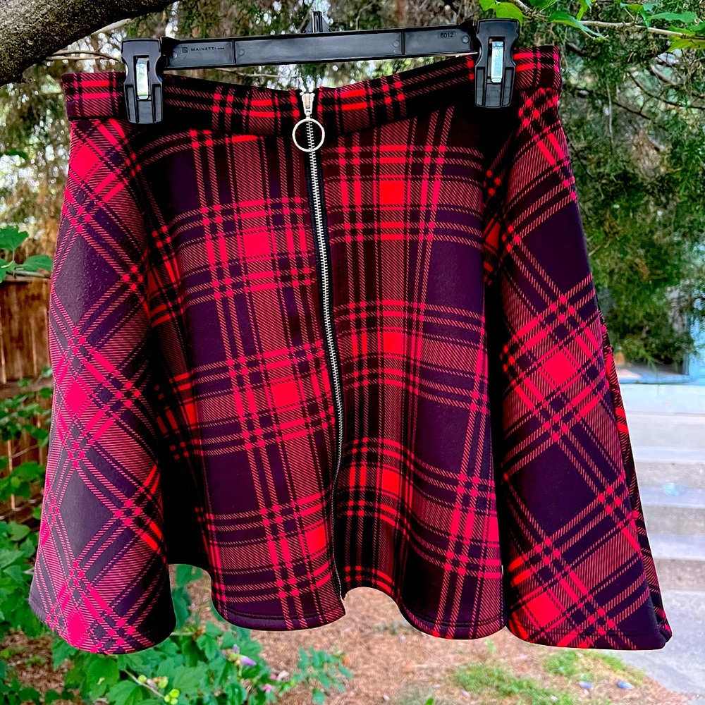 Hot Topic Plaid Schoolgirl Mini Circle Skirt Flounce M skater punk goth y2k
